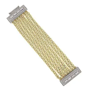 1928 Jewelry Two Tone Crystal Triple Row Chain Magnetic Clasp Bracelet 1928 Jewelry