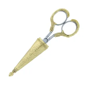 1928 Jewelry Two Tone Etched Floral Motif Scissors 1928 Jewelry