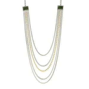 1928 Jewelry Two Tone Multi Chain Square Gemstone Necklace 32" 1928 Jewelry