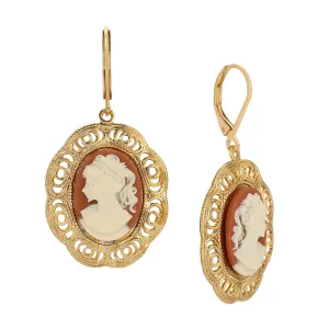 1928 Jewelry Victorian Lady Silhouette Cameo Drop Earrings 1928 Jewelry