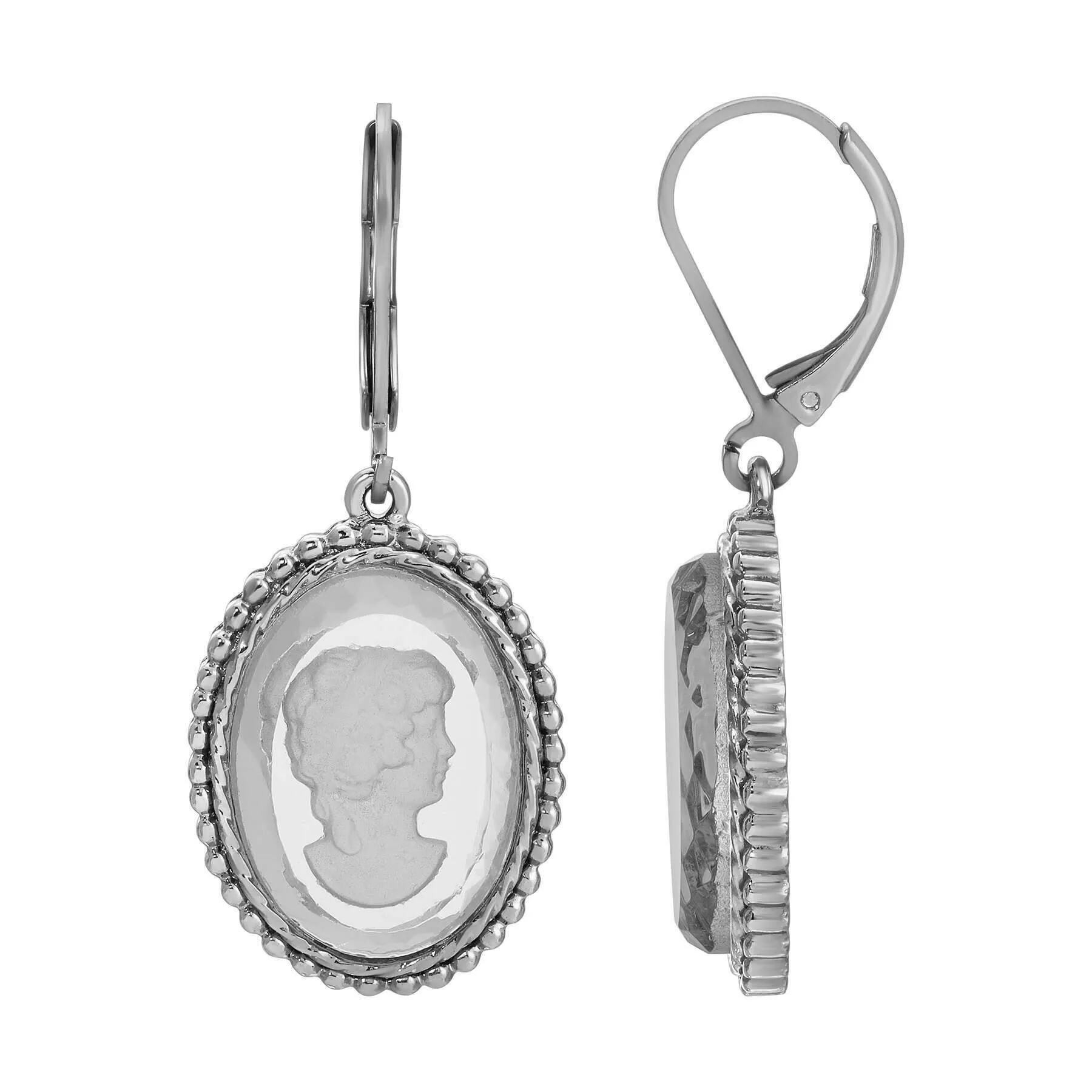 1928 Jewelry Victorian Oval German Glass Intaglio Drop Earrings 1928 Jewelry