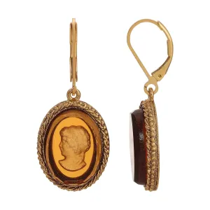 1928 Jewelry Victorian Oval German Glass Intaglio Drop Earrings 1928 Jewelry