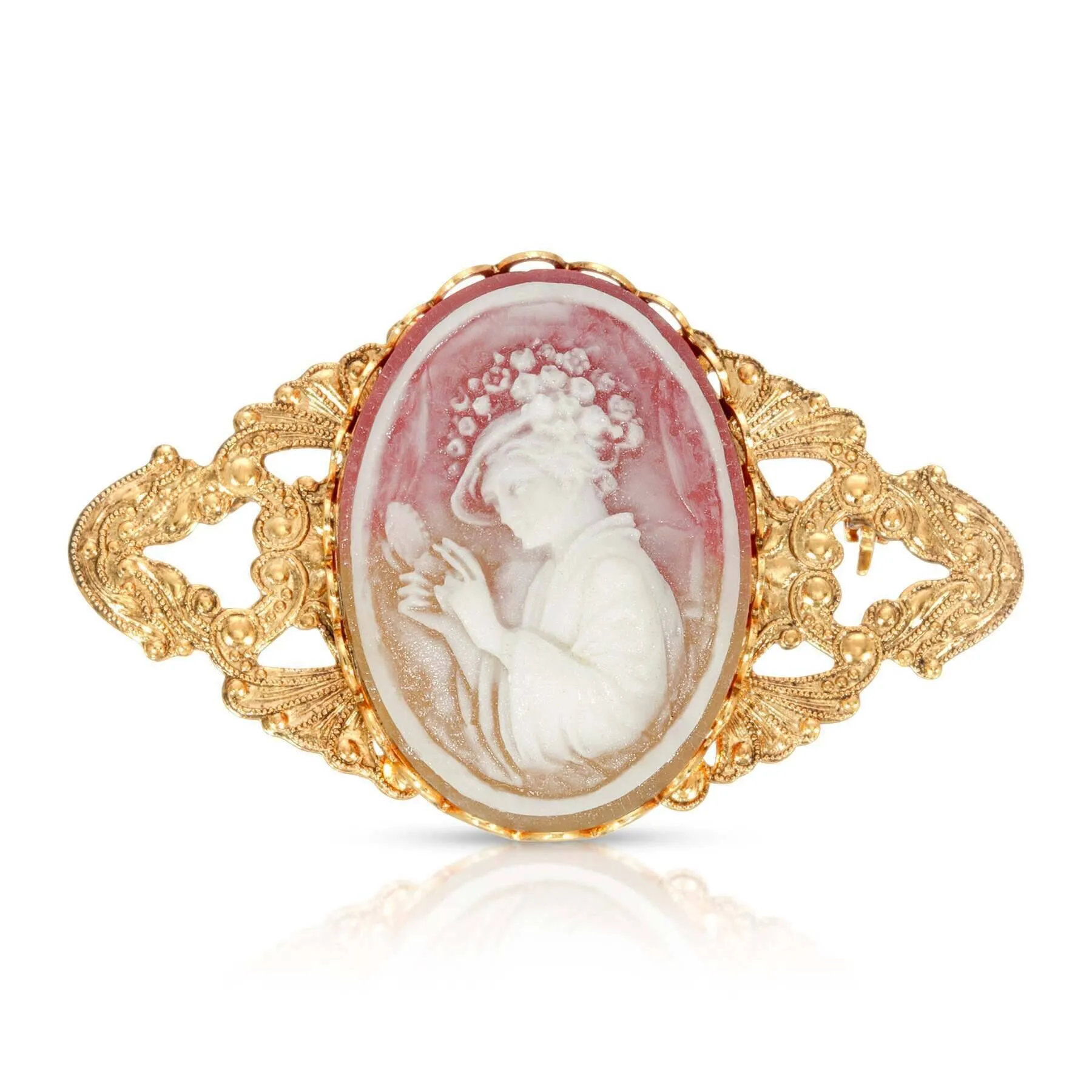 1928 Jewelry Victorian Reflections Carnelian & Ivory Cameo Bar Pin 1928 Jewelry