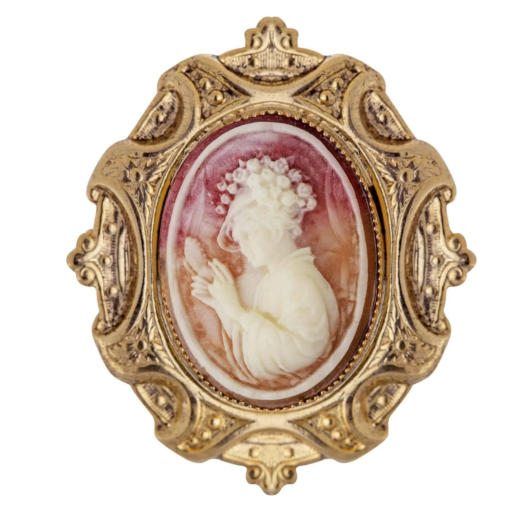 1928 Jewelry Victorian Reflections Carnelian & Ivory Cameo Brooch 1928 Jewelry