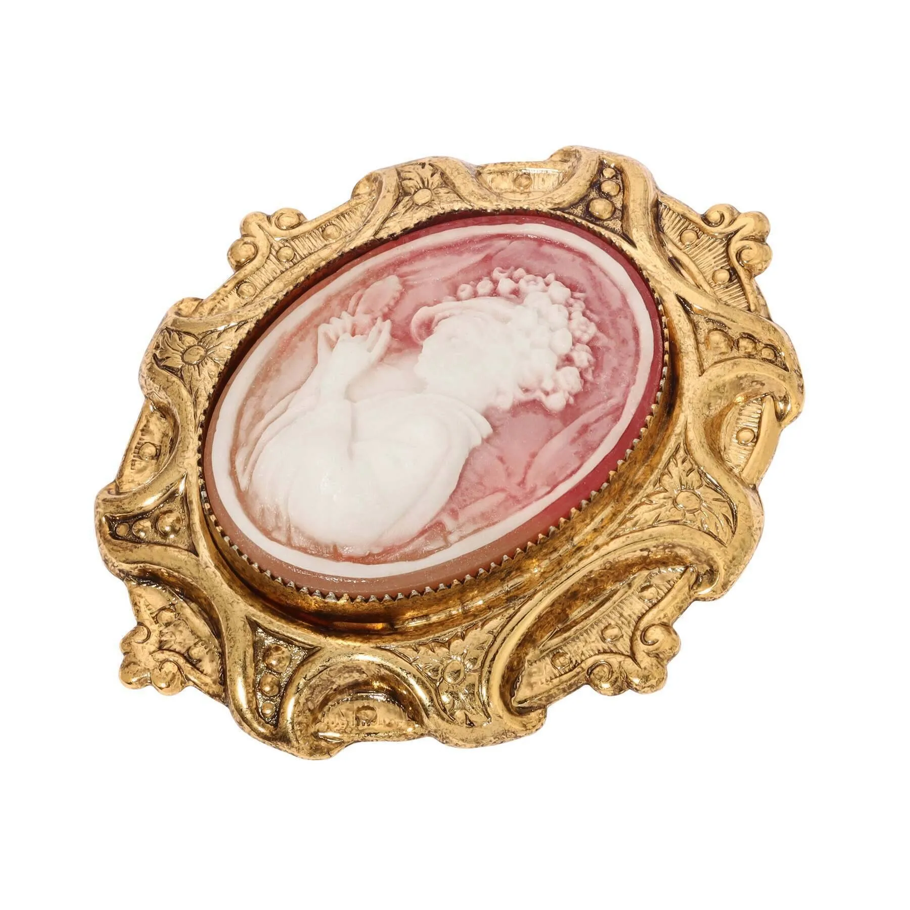1928 Jewelry Victorian Reflections Carnelian & Ivory Cameo Brooch 1928 Jewelry