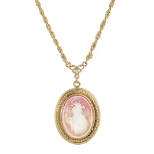 1928 Jewelry Victorian Reflections Carnelian & Ivory Cameo Pendant Necklace 18" 1928 Jewelry