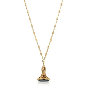 1928 Jewelry Victory Chariot Black Oval Glass Pendant Necklace 30" 1928 Jewelry