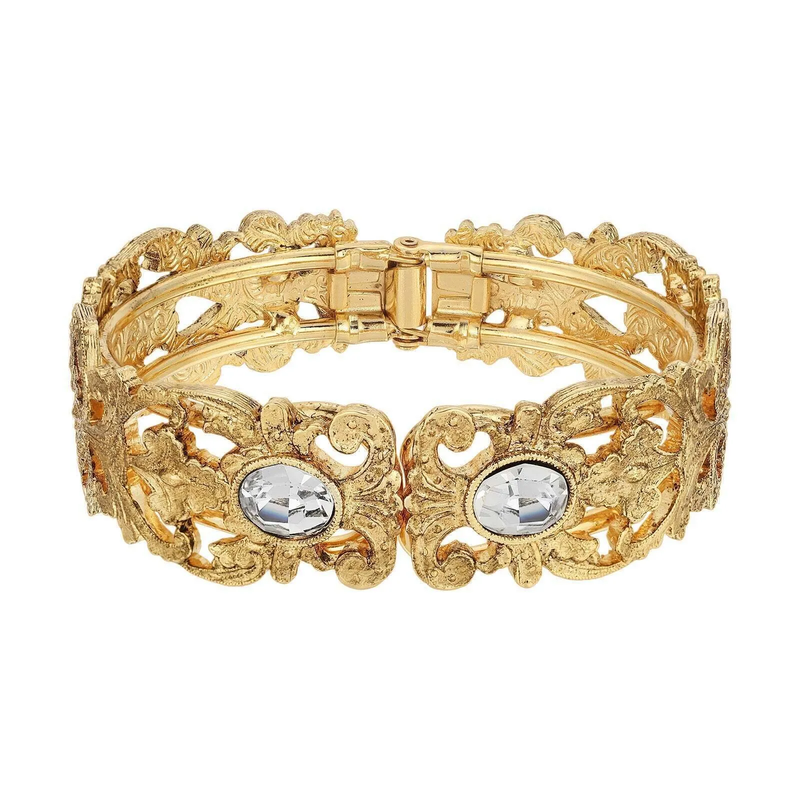 1928 Jewelry Vienna Clear European Crystal Hinge Bracelet 1928 Jewelry