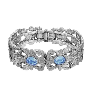 1928 Jewelry Vienna European Crystal Hinge Cuff Bracelet 1928 Jewelry
