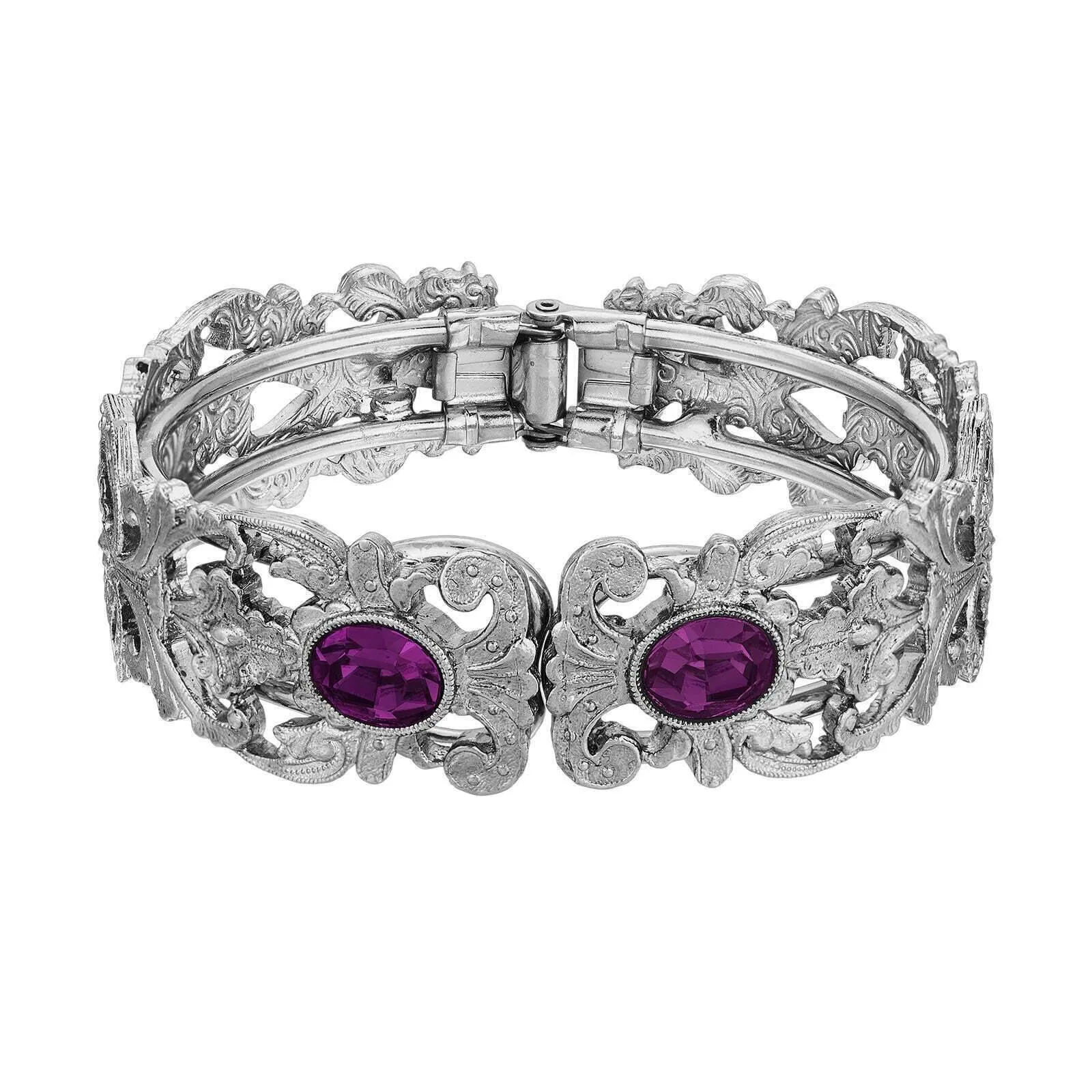1928 Jewelry Vienna European Crystal Hinge Cuff Bracelet 1928 Jewelry