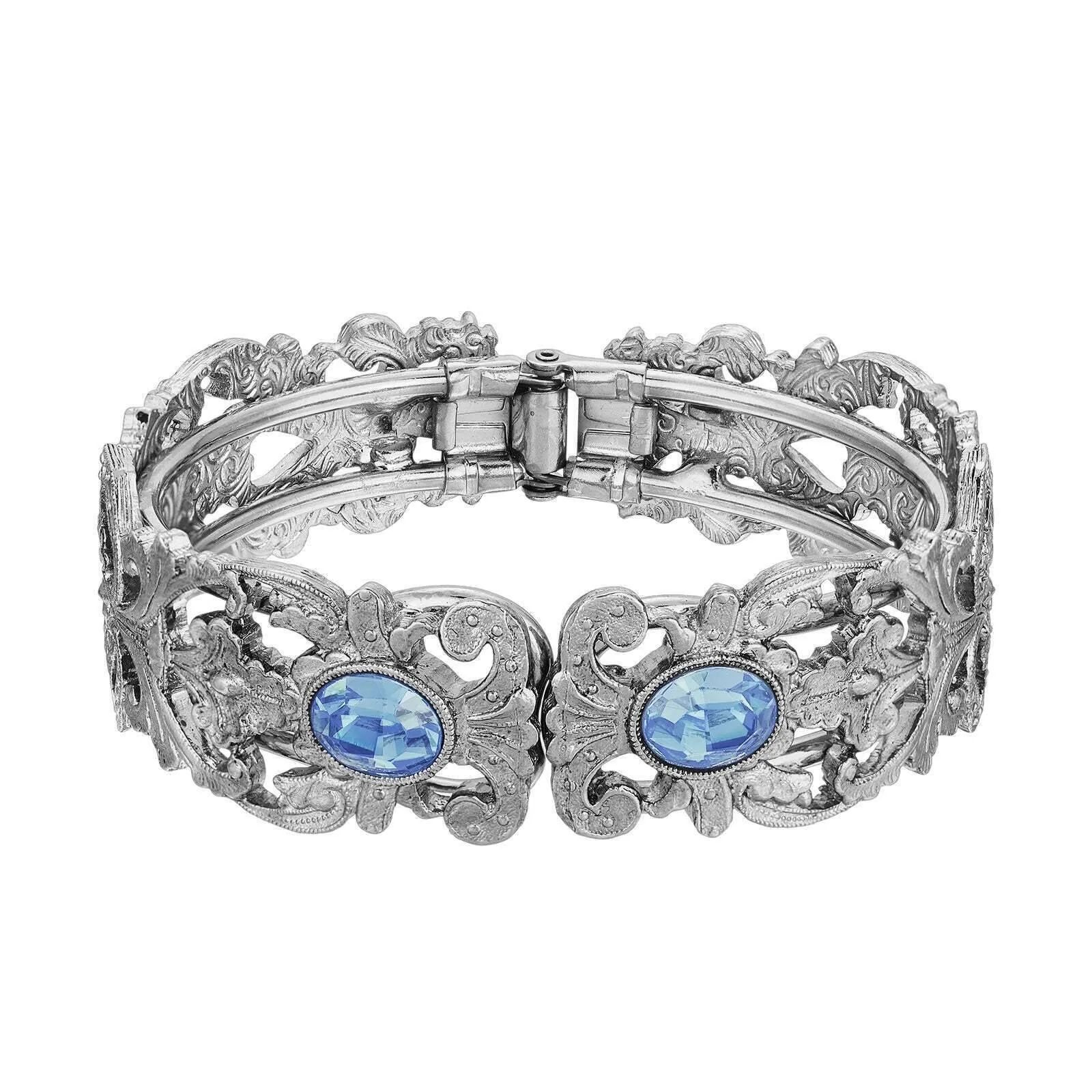 1928 Jewelry Vienna European Crystal Hinge Cuff Bracelet 1928 Jewelry