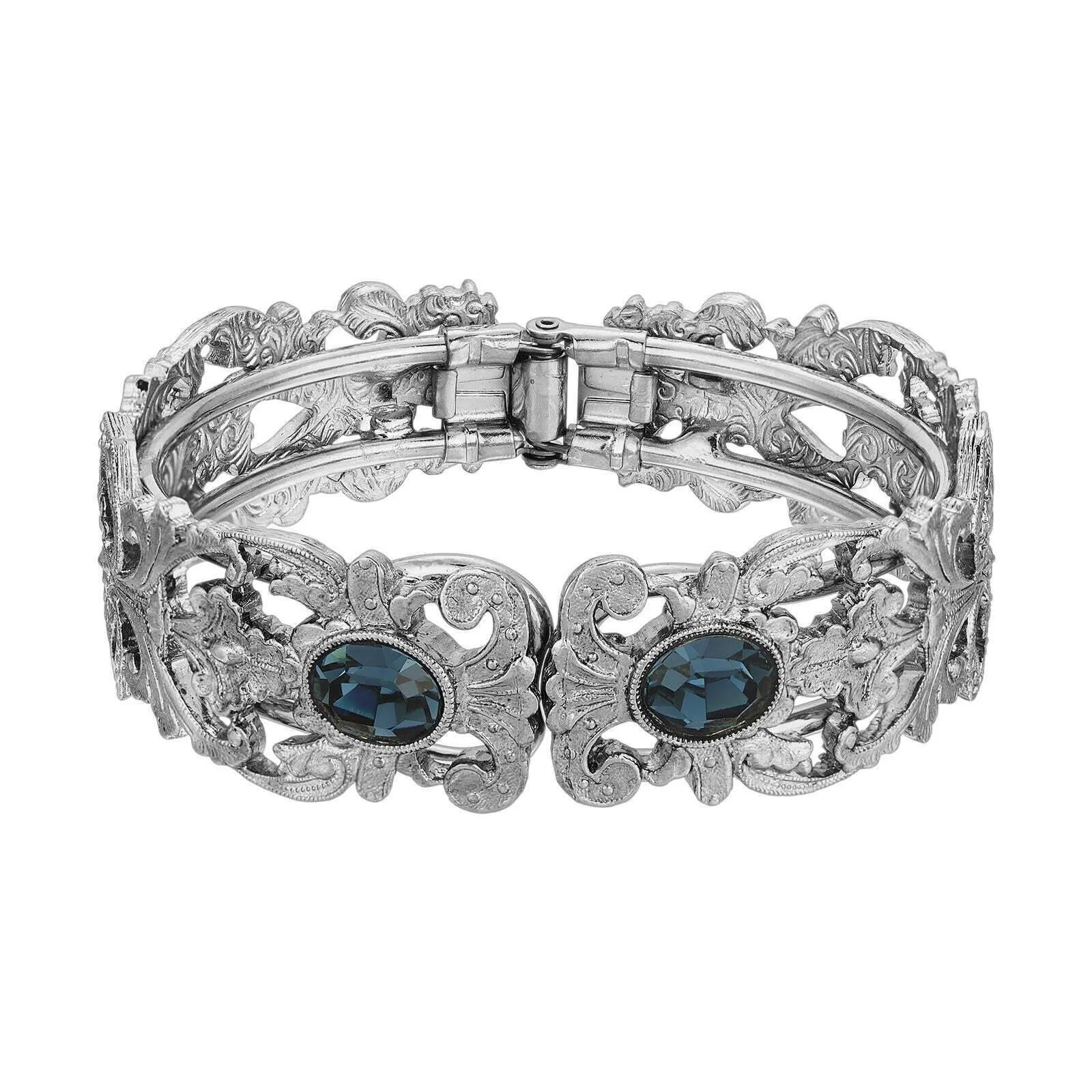 1928 Jewelry Vienna European Crystal Hinge Cuff Bracelet 1928 Jewelry