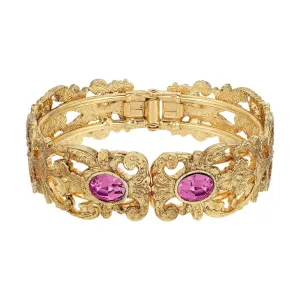 1928 Jewelry Vienna Rose Pink European Crystal Hinge Cuff Bracelet 1928 Jewelry