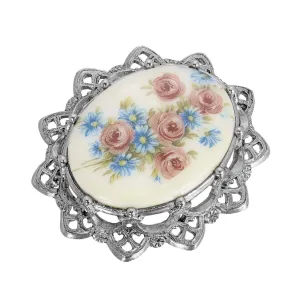 1928 Jewelry Vintage Floral Decal Filigree Brooch 1928 Jewelry
