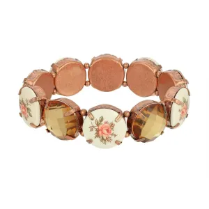1928 Jewelry Vintage Floral Round Stone Stretch Bracelet 1928 Jewelry