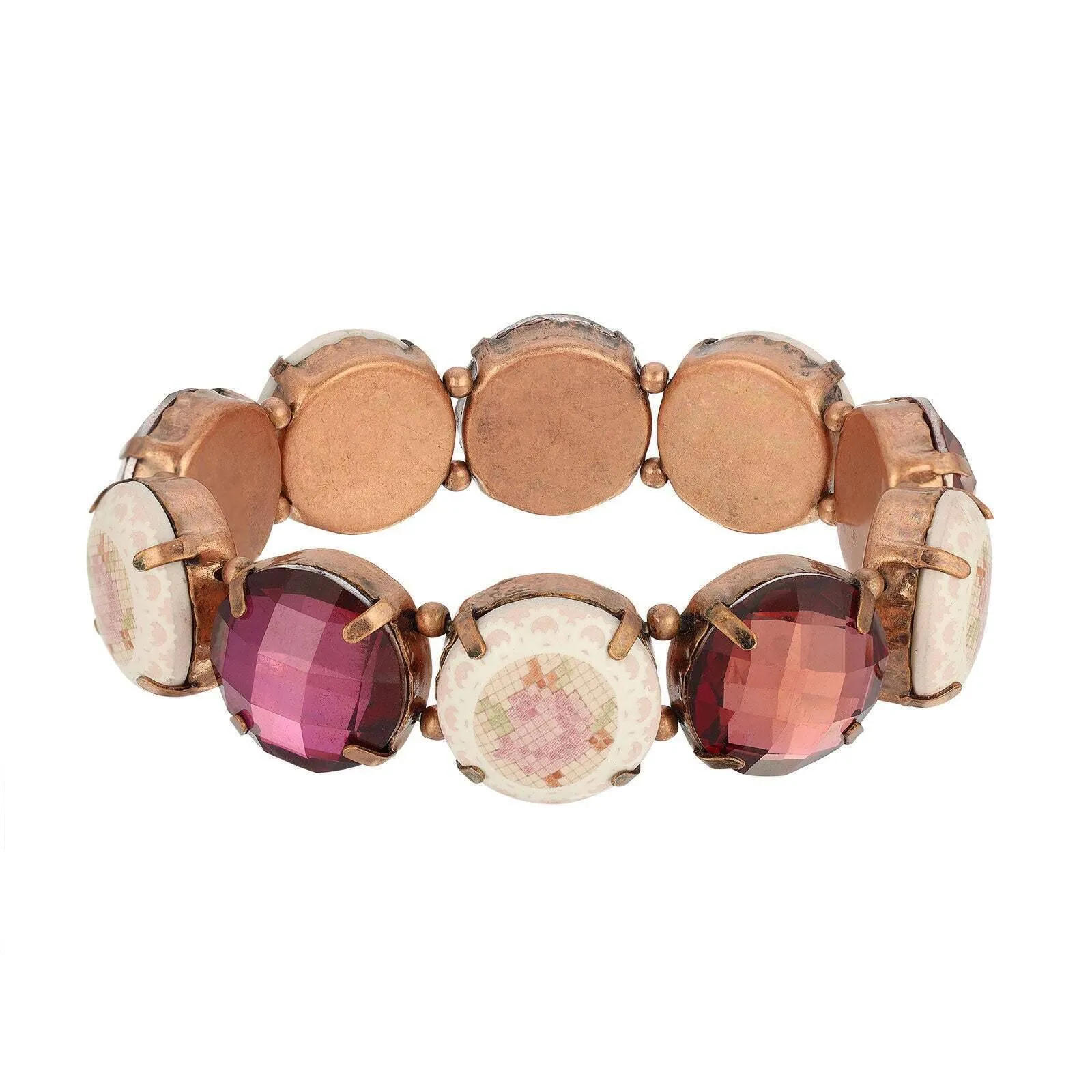 1928 Jewelry Vintage Floral Round Stone Stretch Bracelet 1928 Jewelry