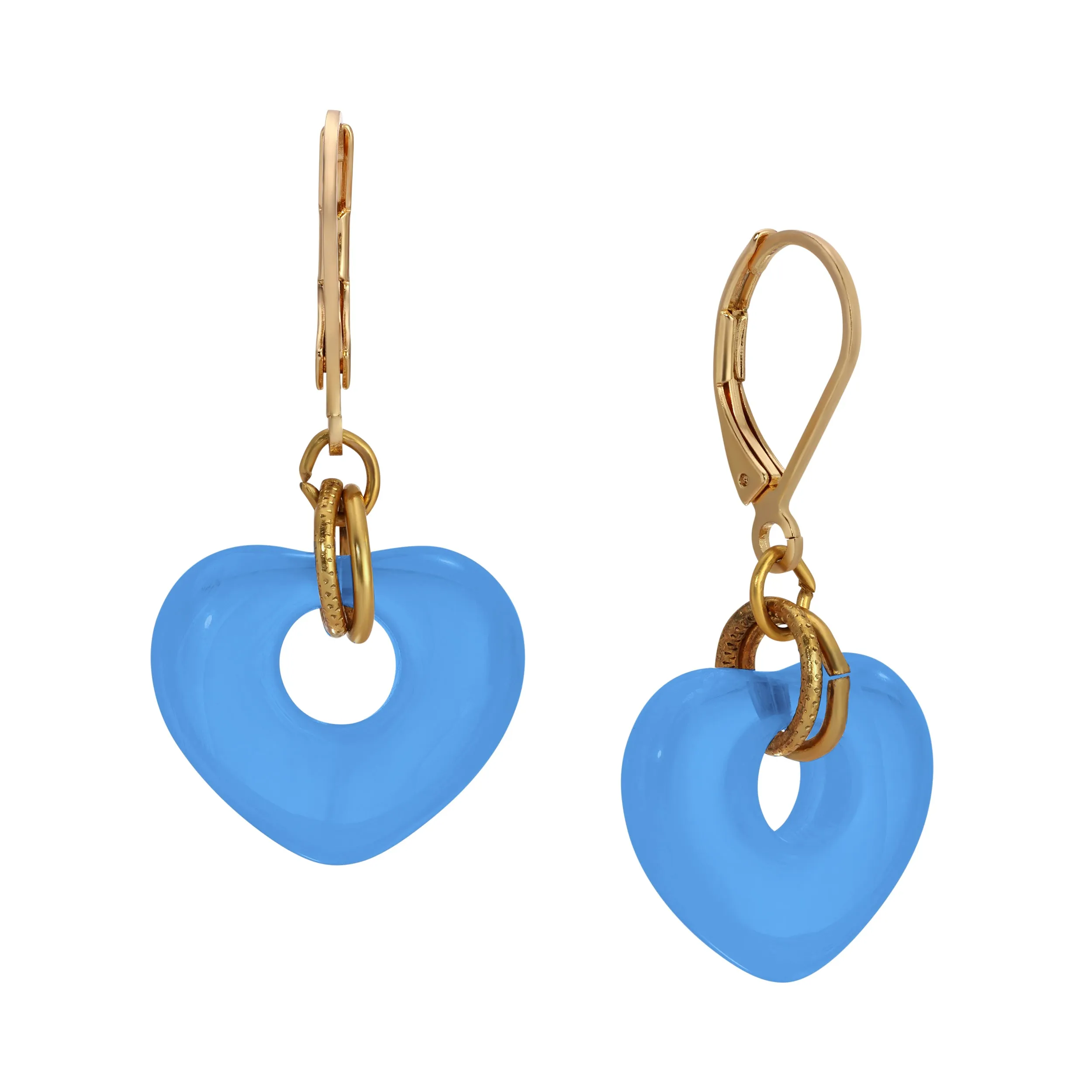 1928 Jewelry Vintage Glass Heart Drop Earrings 1928 Jewelry