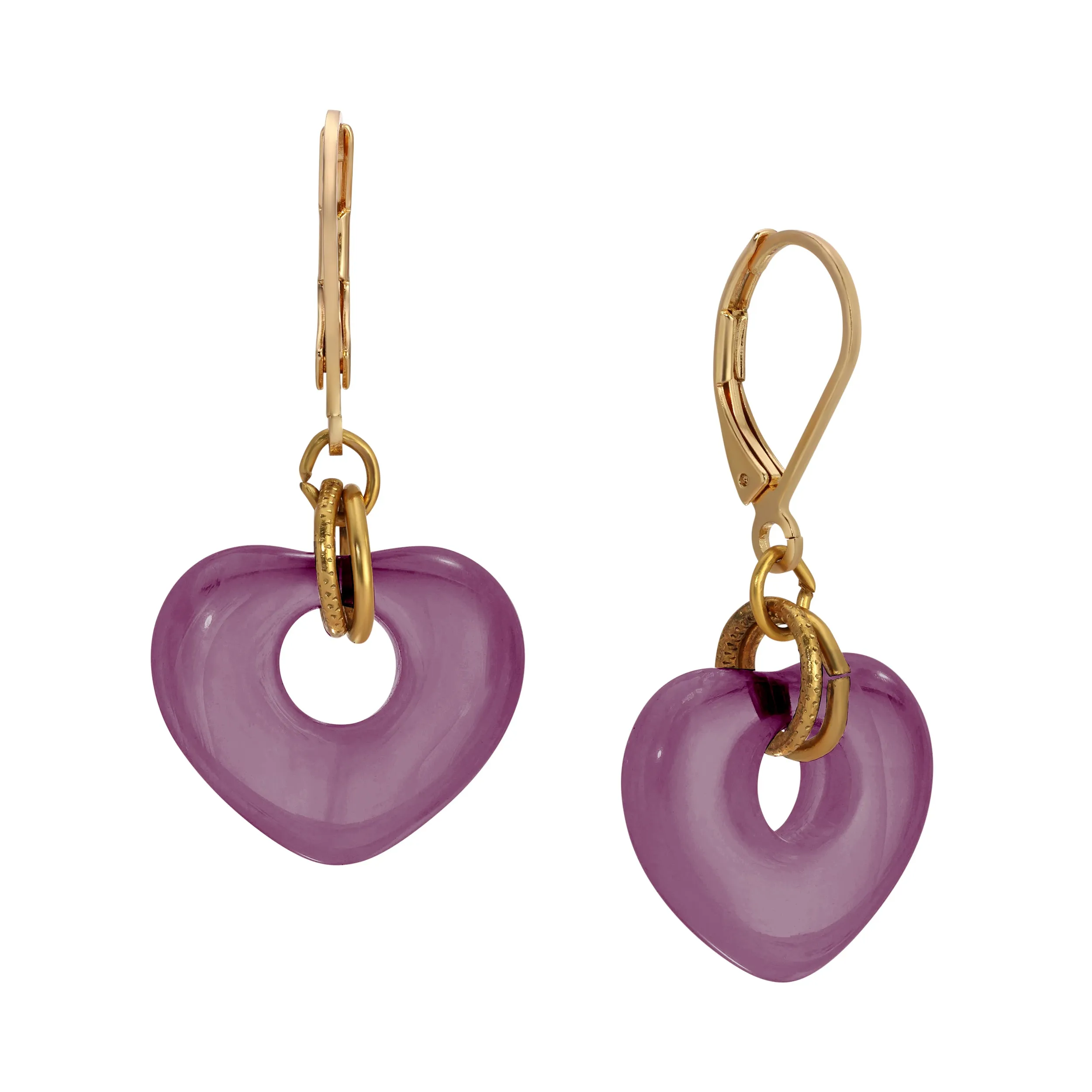 1928 Jewelry Vintage Glass Heart Drop Earrings 1928 Jewelry