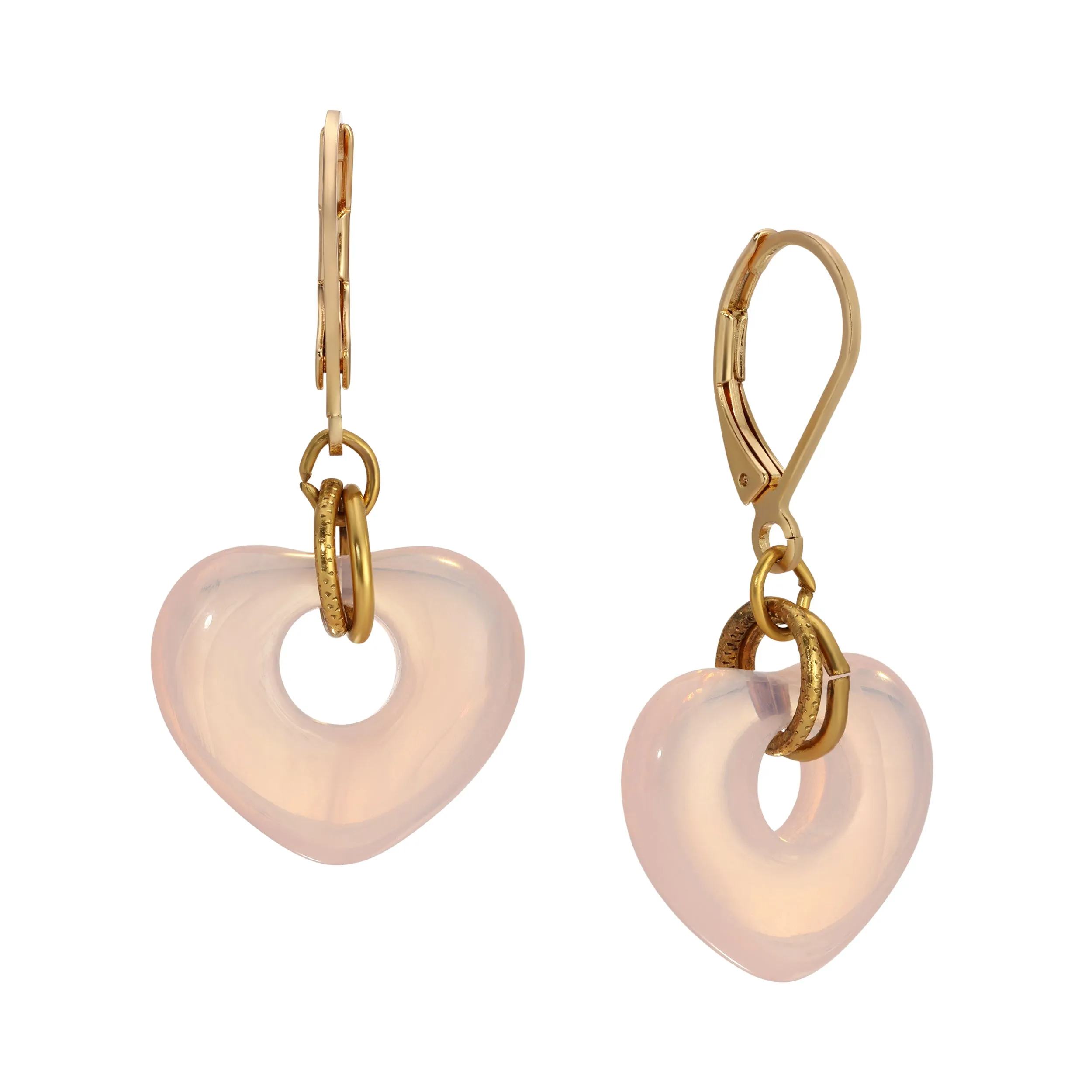 1928 Jewelry Vintage Glass Heart Drop Earrings 1928 Jewelry