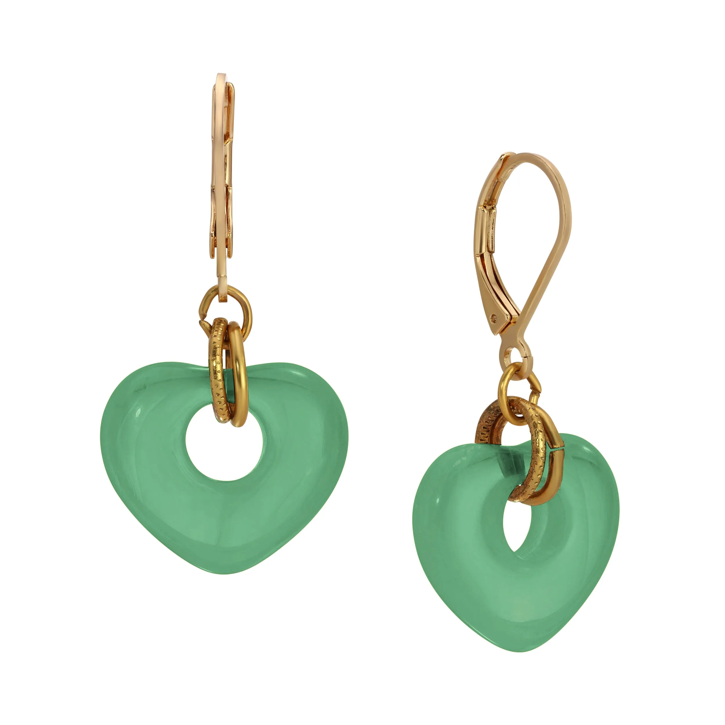 1928 Jewelry Vintage Glass Heart Drop Earrings 1928 Jewelry