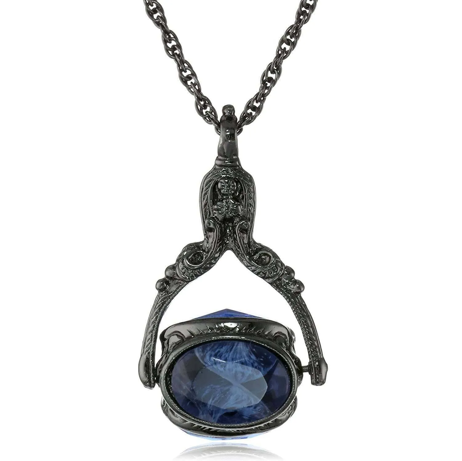 1928 Jewelry Vintage-Inspired Rotating 3 Sided Crystal Spinner Pendant Necklace 30" 1928 Jewelry