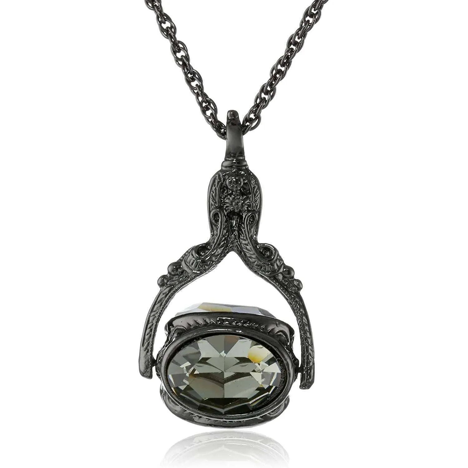 1928 Jewelry Vintage-Inspired Rotating 3 Sided Crystal Spinner Pendant Necklace 30" 1928 Jewelry