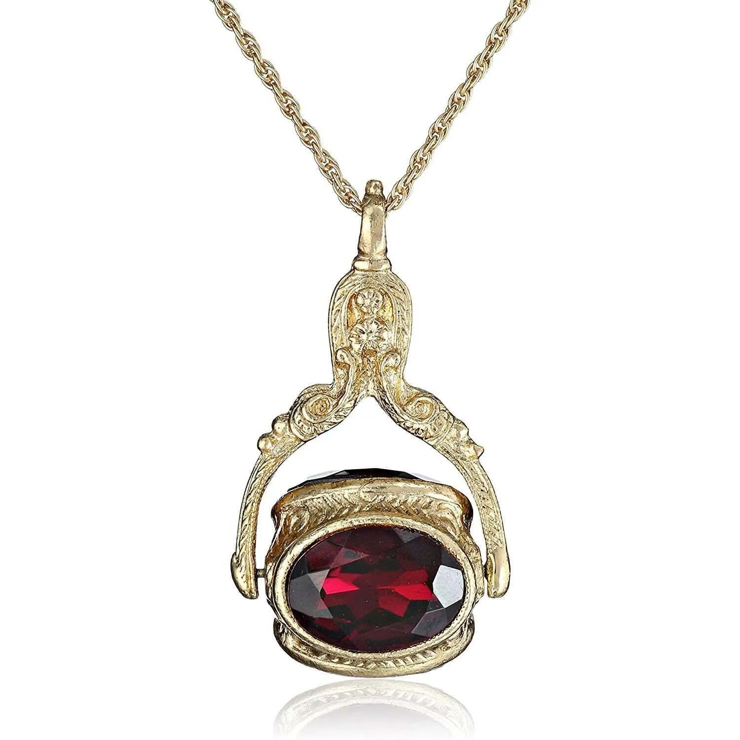 1928 Jewelry Vintage-Inspired Rotating 3 Sided Crystal Spinner Pendant Necklace 30" 1928 Jewelry