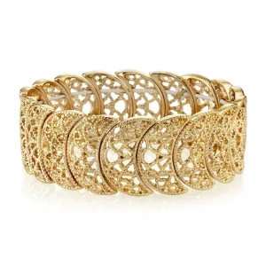 1928 Jewelry Vintage Lace Half-Circle Filigree Stretch Bracelet, 7" 1928 Jewelry