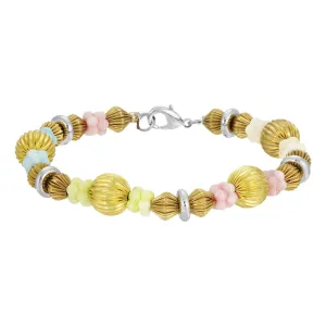 1928 Jewelry Vintage Multicolored Flower Power Bead Bracelet, 7.5"L 1928 Jewelry