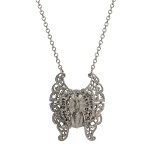 1928 Jewelry Vintage Style Butterfly Double Photo Locket Necklace 28" 1928 Jewelry