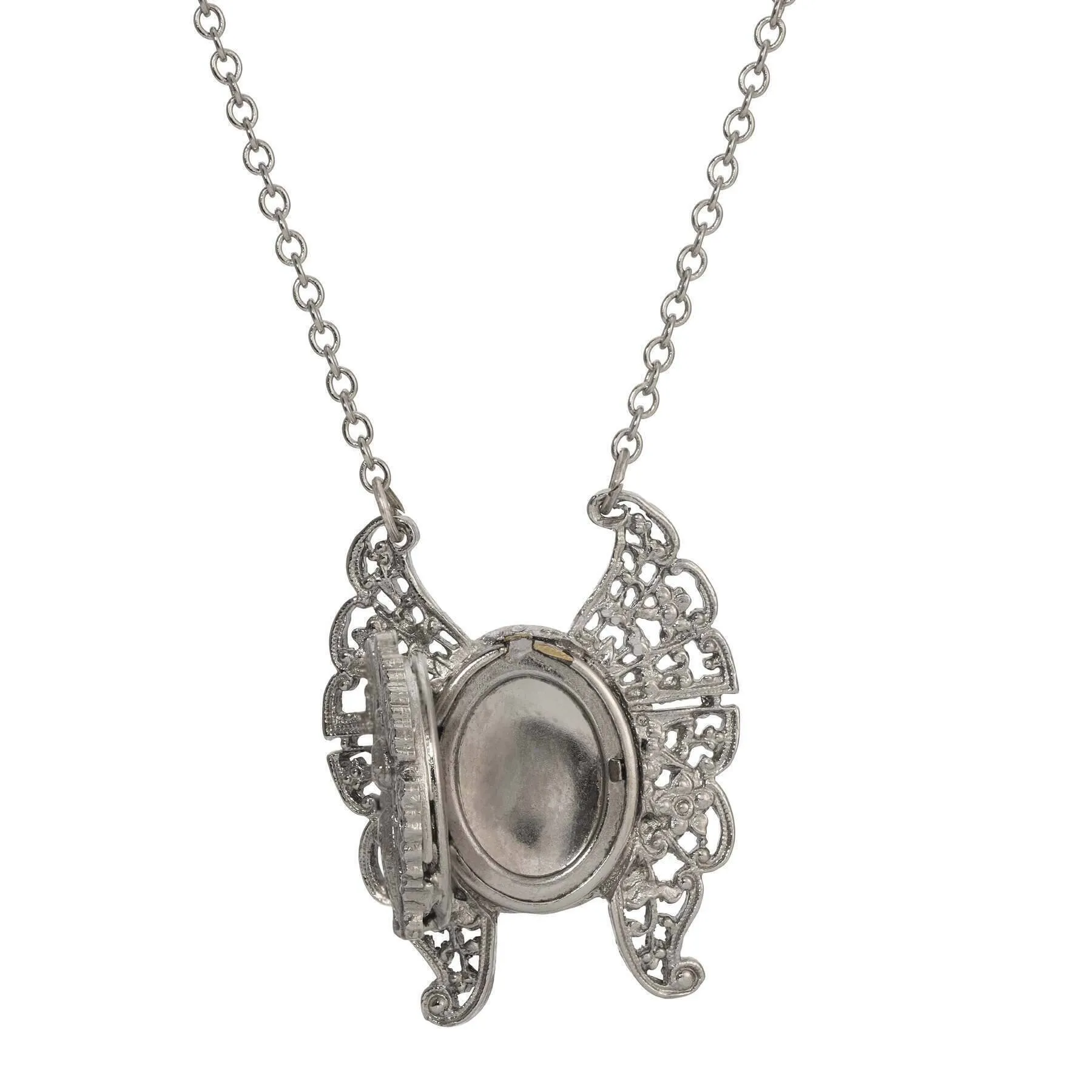 1928 Jewelry Vintage Style Butterfly Double Photo Locket Necklace 28" 1928 Jewelry