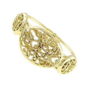 1928 Jewelry Vintage Style Gold Filigree Snap Cuff Bracelet 1928 Jewelry