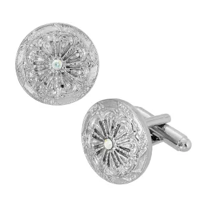 1928 Jewelry Vintage Style Round Crystal Accent Cufflinks 1928 Jewelry