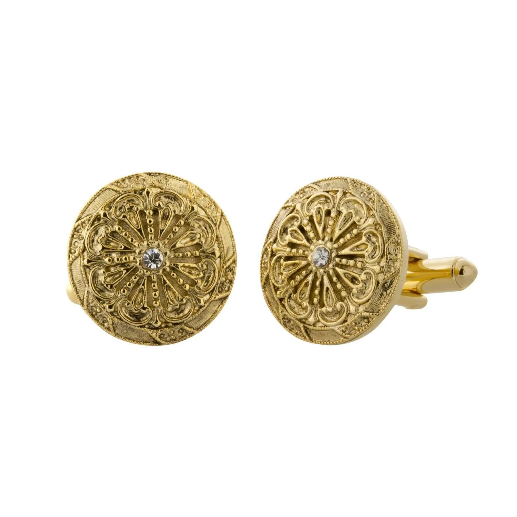 1928 Jewelry Vintage Style Round Crystal Accent Cufflinks 1928 Jewelry