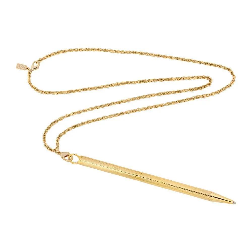1928 Jewelry Vintage Style Textured Barrel Ball Point Pen Necklace 28" 1928 Jewelry