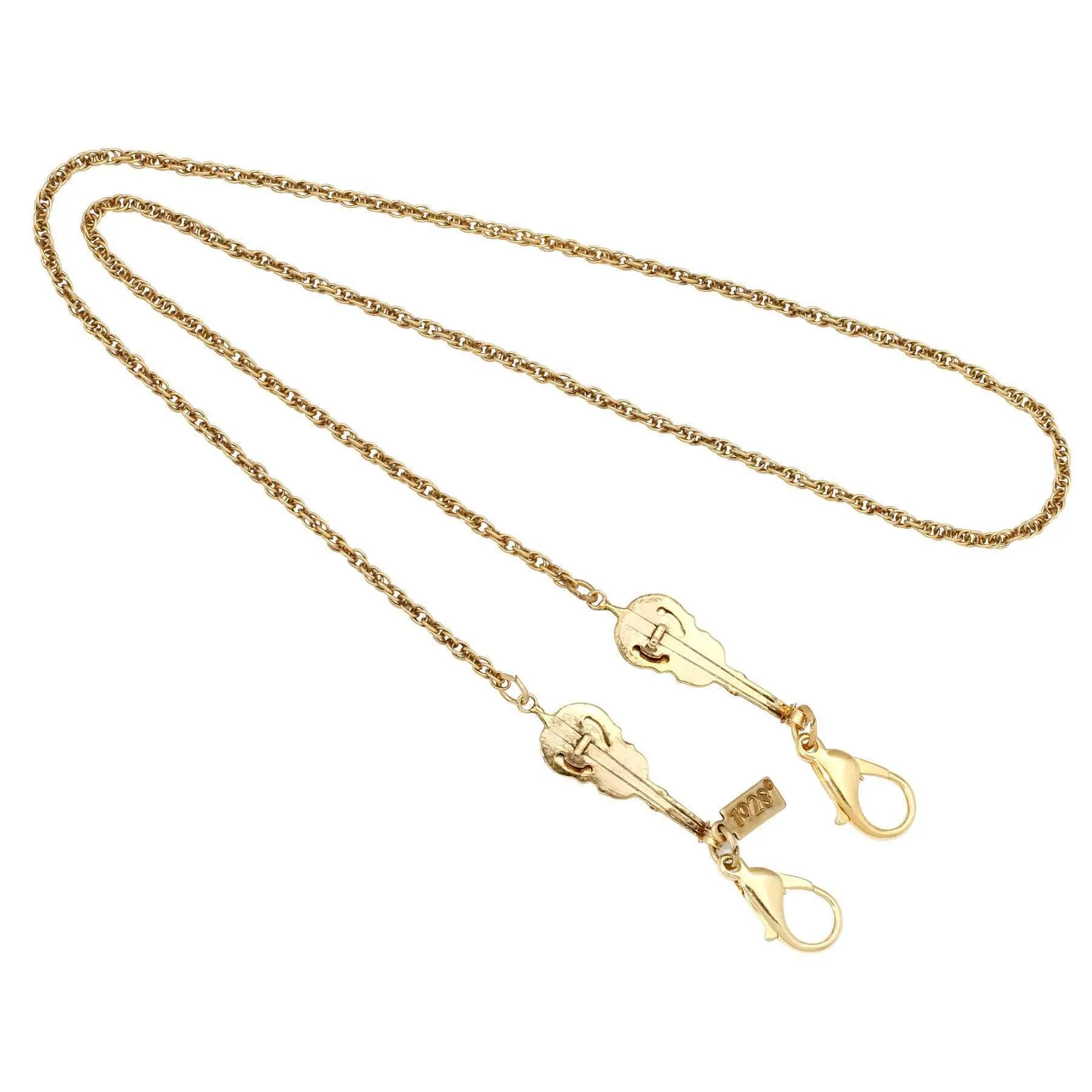 1928 Jewelry Violin Pendant Mask Chain Holder 22 Inch Chain 1928 Jewelry