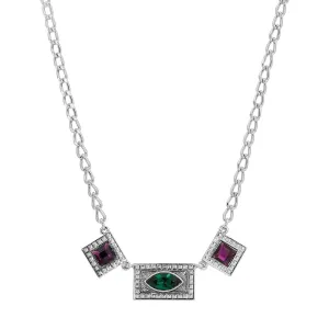 1928 Jewelry Vivida Multi Austrian Crystal Drop Necklace 16"   3" Extender 1928 Jewelry