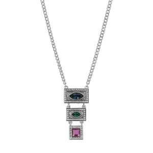 1928 Jewelry Vivida Multi Austrian Crystal Linear Drop Pendant Necklace 16"   3" Extender 1928 Jewelry