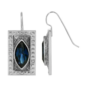 1928 Jewelry Vivida Rectangular Montana Blue Glass Crystal Drop Earrings 1928 Jewelry