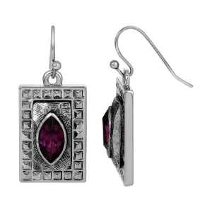 1928 Jewelry Vivida Rectangular Purple Amethyst Glass Crystal Drop Earrings 1928 Jewelry