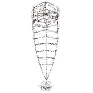 1928 Jewelry Web Cuff Bracelet & Link Chain Crystal Spider Ring Size 7 1928 Jewelry