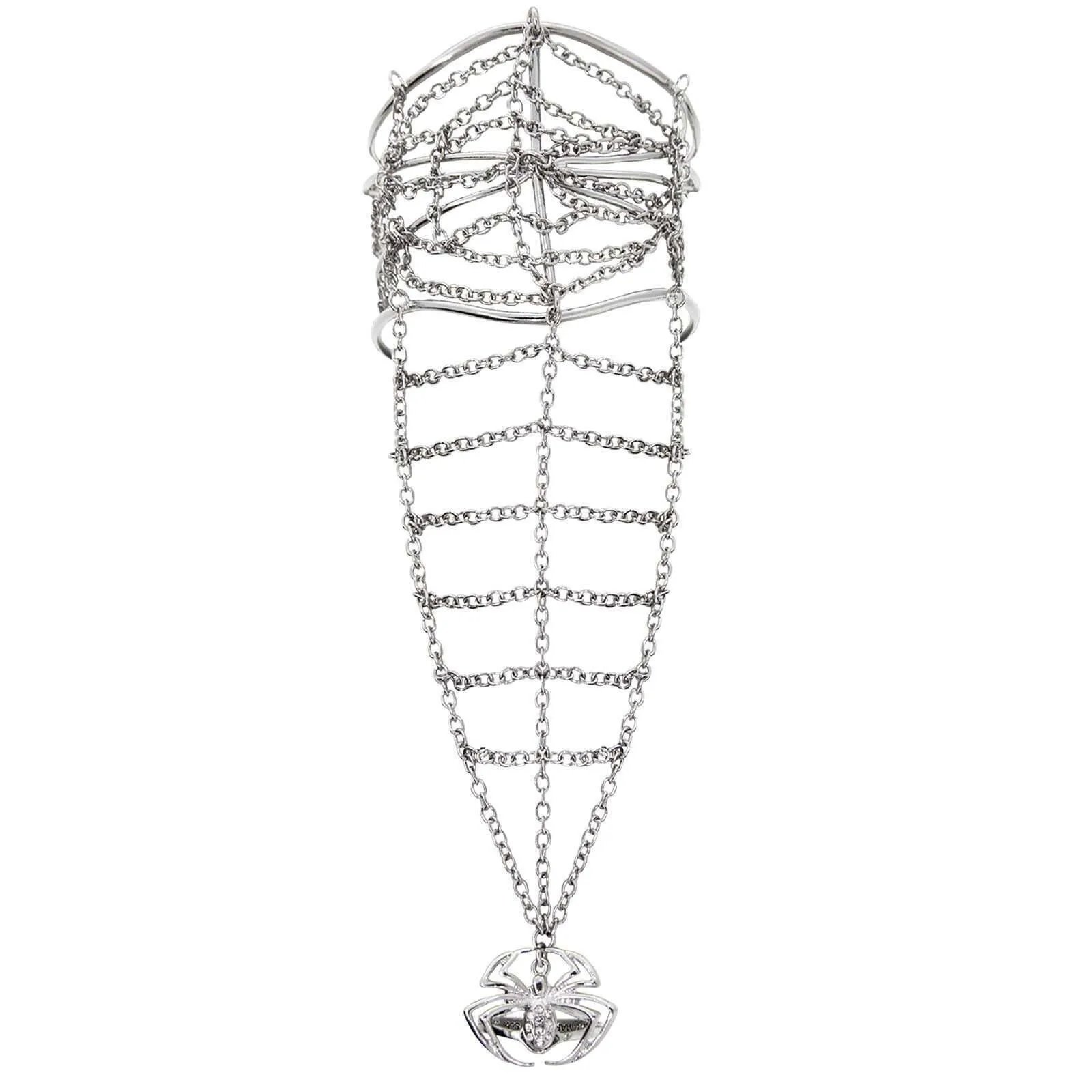 1928 Jewelry Web Cuff Bracelet & Link Chain Crystal Spider Ring Size 7 1928 Jewelry