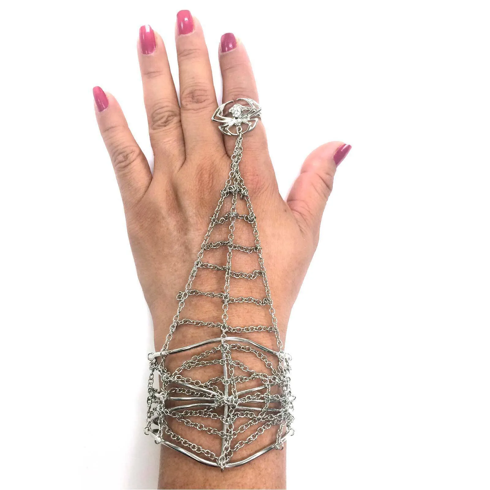 1928 Jewelry Web Cuff Bracelet & Link Chain Crystal Spider Ring Size 7 1928 Jewelry