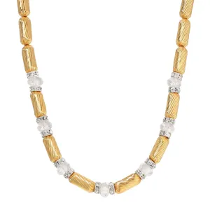 1928 Jewelry Whirlwind Gold & Glass Crystal Bead Necklace 16"   3" Extender 1928 Jewelry