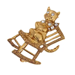 1928 Jewelry Whiskers The Cat On A Rocking Chair Crystal Pin 1928 Jewelry