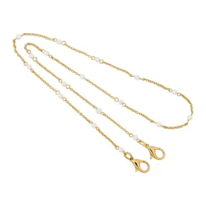 1928 Jewelry White Bead Face Mask Chain Holder 22 Inch 1928 Jewelry