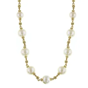 1928 Jewelry White Faux Pearl Beaded Necklace 16"   3" Extender 1928 Jewelry