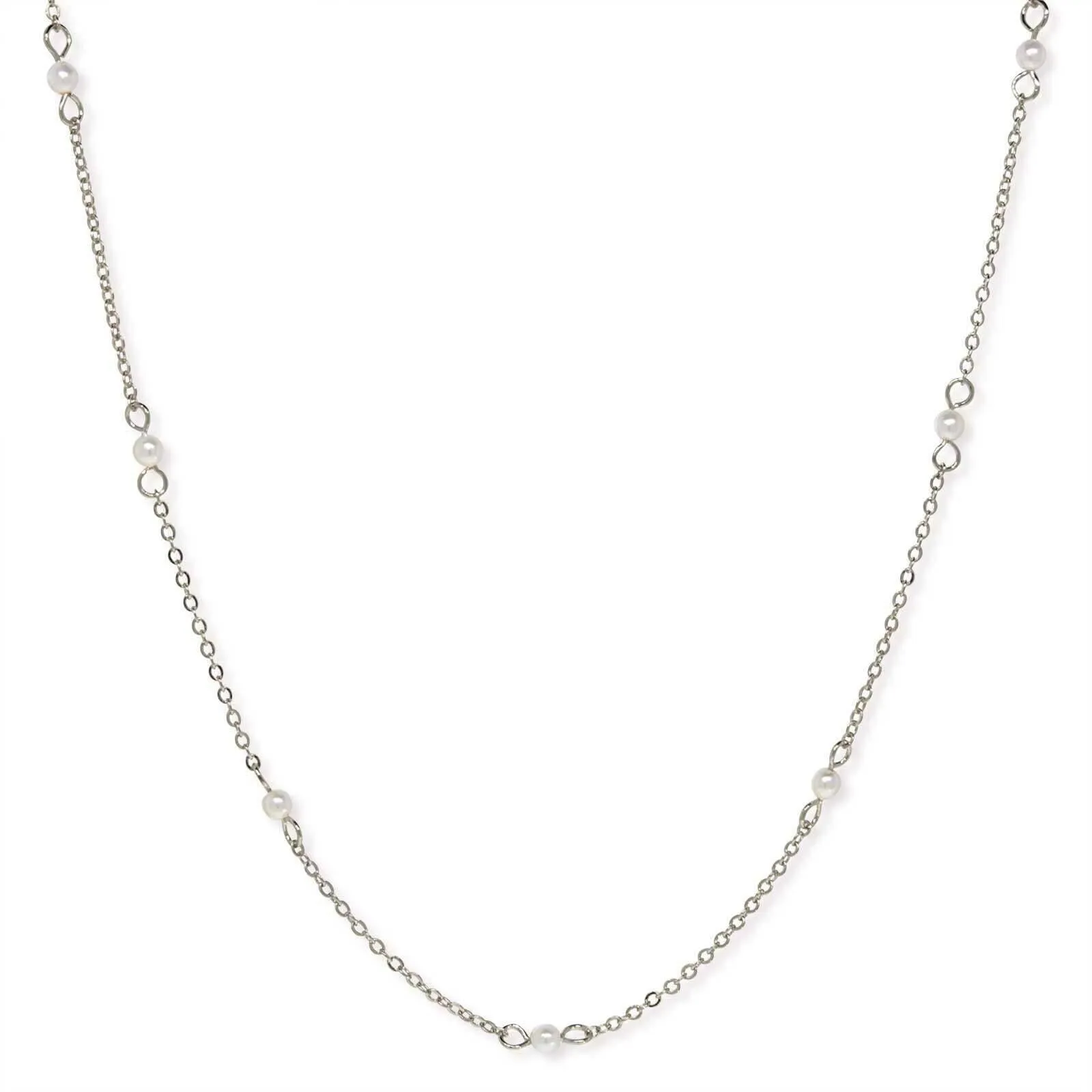 1928 Jewelry White Faux Pearl Cable Chain Necklace 16" 1928 Jewelry