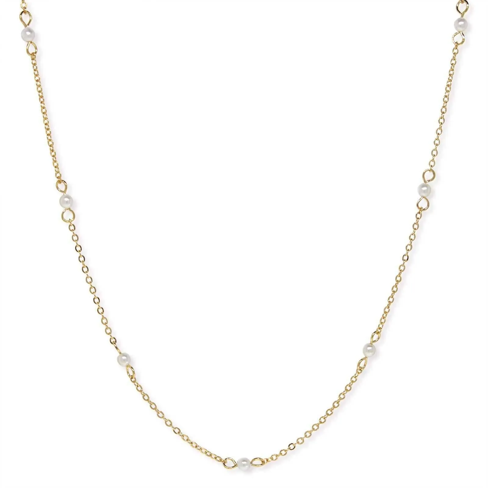 1928 Jewelry White Faux Pearl Cable Chain Necklace 16" 1928 Jewelry