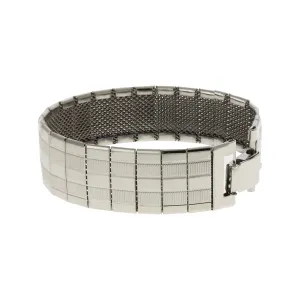 1928 Jewelry Wide Silver Textured Lines Mesh Bracelet 1928 Jewelry